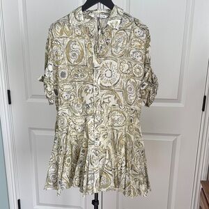 Zara Paisley Olive and Cream Mini Dress
